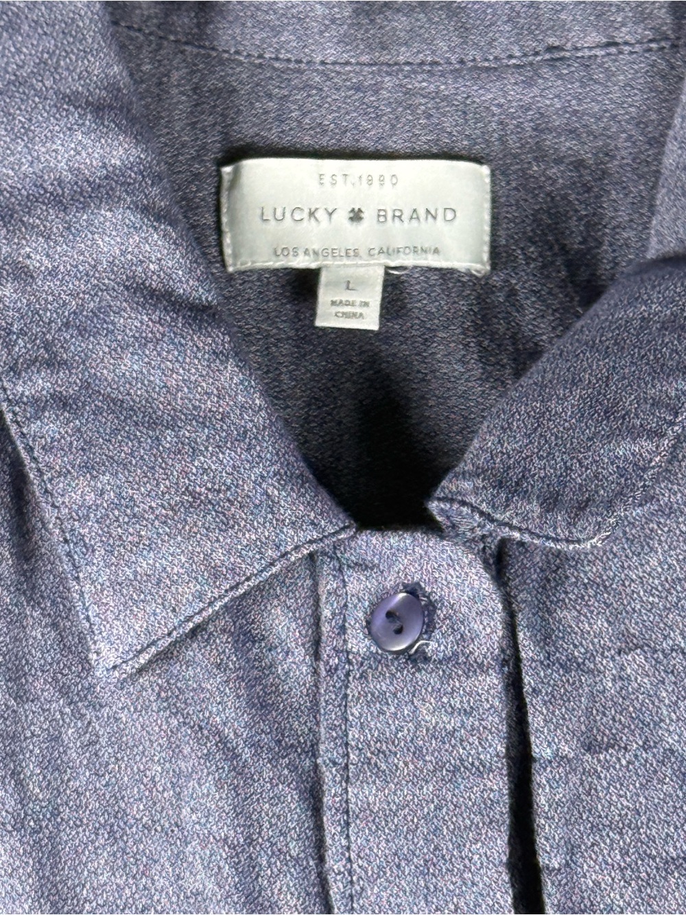 Lucky Brand Blue Textured Button Front Short Sleeve Blouse Large - Picture 2 of 3